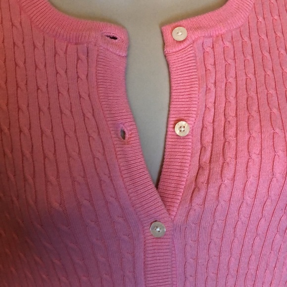 NEW!! Lilly Pulitzer pink cotton sweater cable knit design NWT cardigan sz. Lrg - Picture 2 of 6